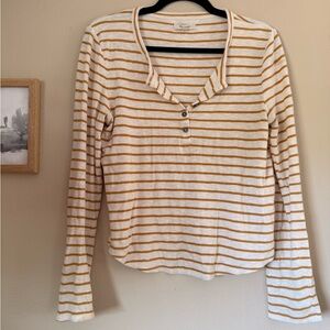 Madewell Mustard and White Striped Button Down Shirt